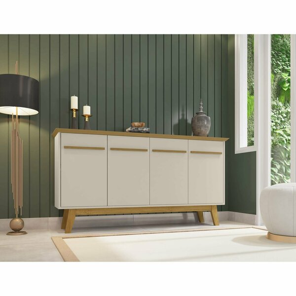 Manhattan Comfort Yonkers 62.99 Sideboard, Off White and Cinnamon 232BMC12